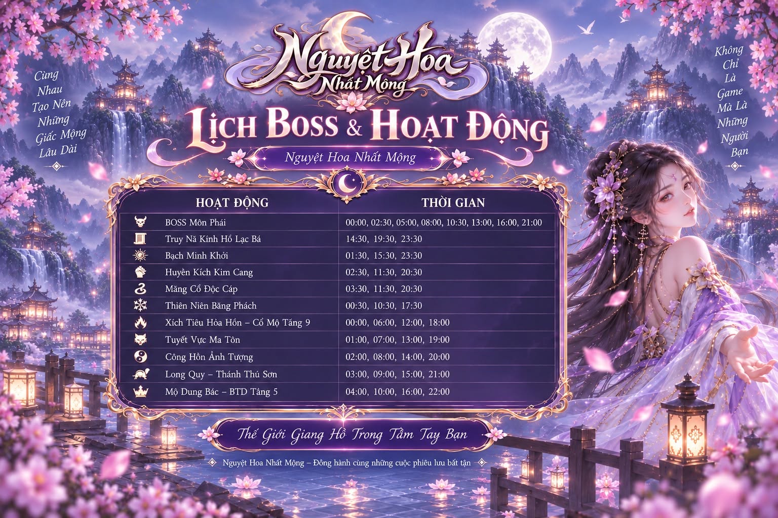 Lịch Boss & hoạt động — Hẹn giờ cùng bang hội
